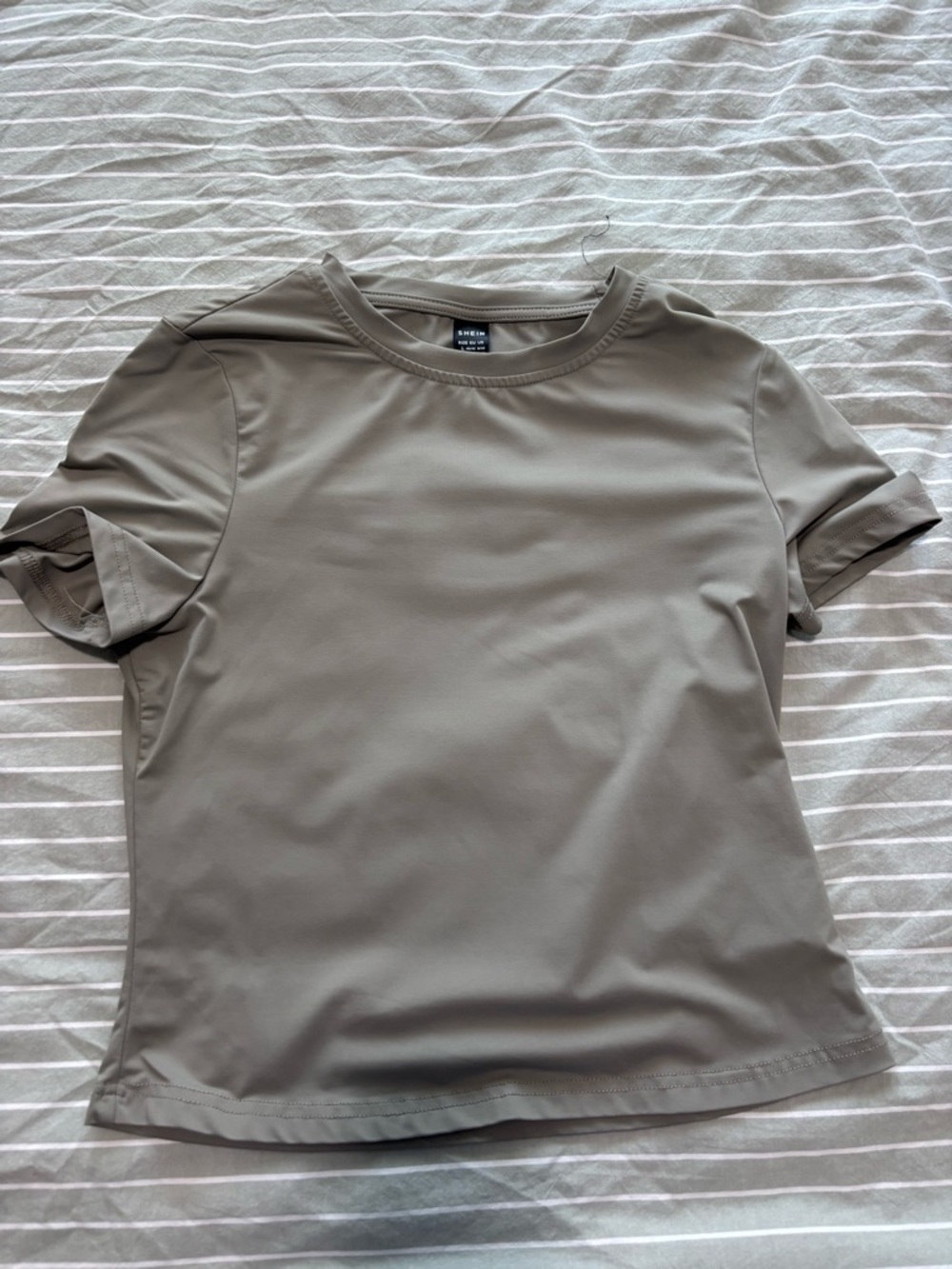 SHEIN Short-Sleeve Crewneck Tee - Taupe
